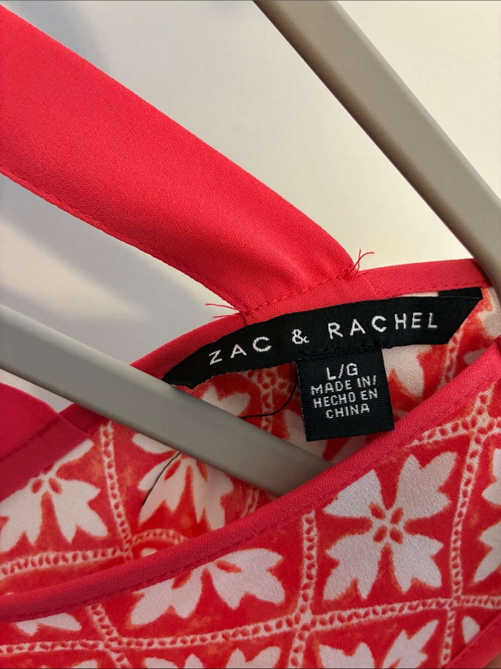 💕 Zac & Rachel Coral Red & White Floral Boho Mixed Print Sleeveless Blouse Large - Picture 3 of 6